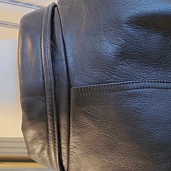 MARC By Andrew Marc size M Black Leather Belted Zippered Pockets Coat Jacket - Picture 7 of 13